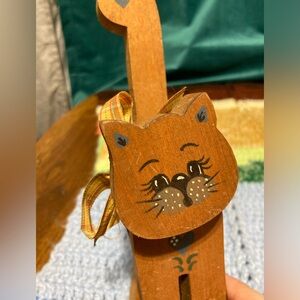 Accents | Vintage Primitive Rustic Painted Wood Kitty Cat | Poshmark